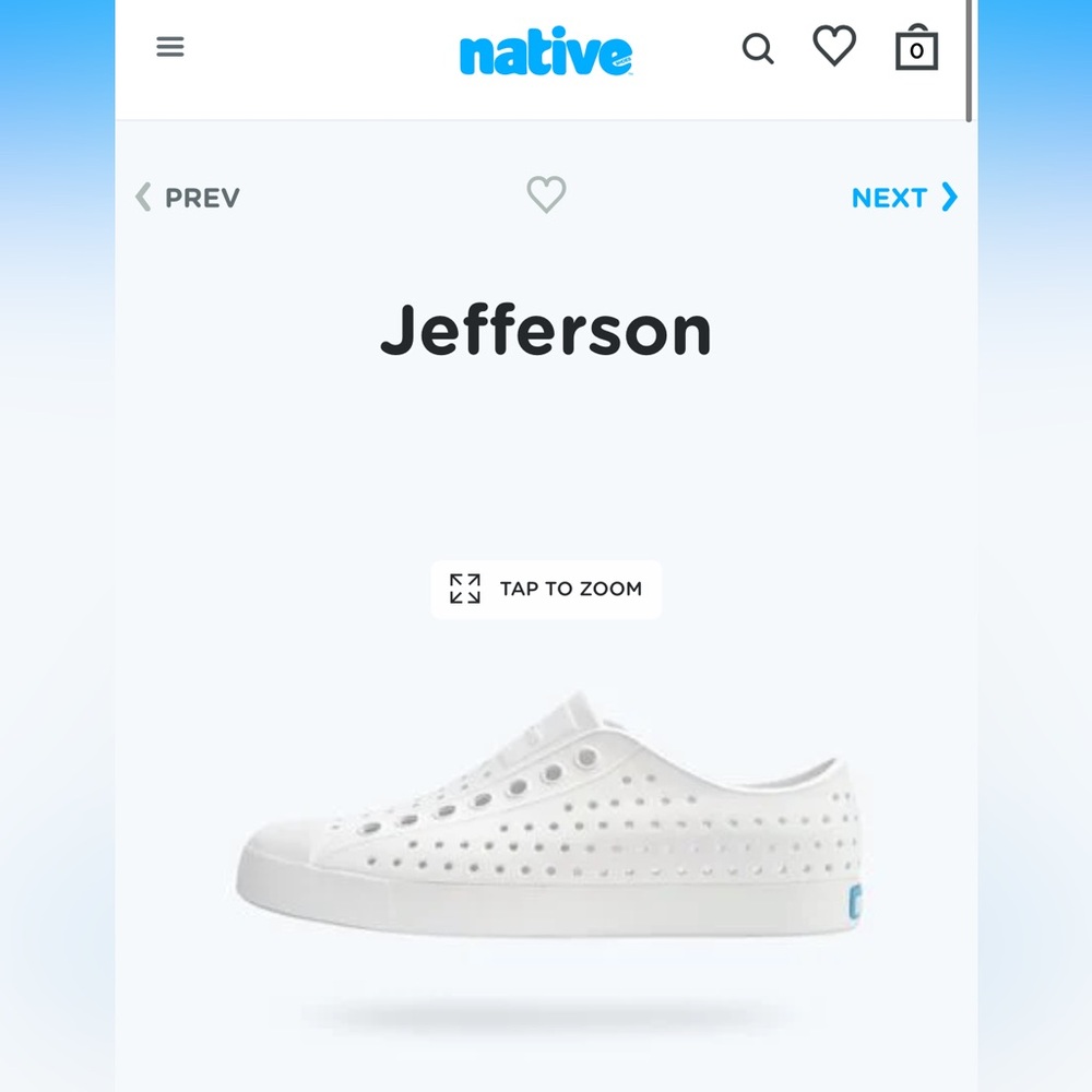 Native Jefferson Slip-On Sneakers in White NWT BRAND NEW WOMEN 7